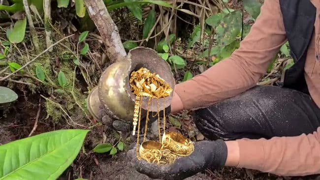 A man unexpectedly unearthed a treasure trove of gold in his backyard; he constructed a mansion upon its discovery